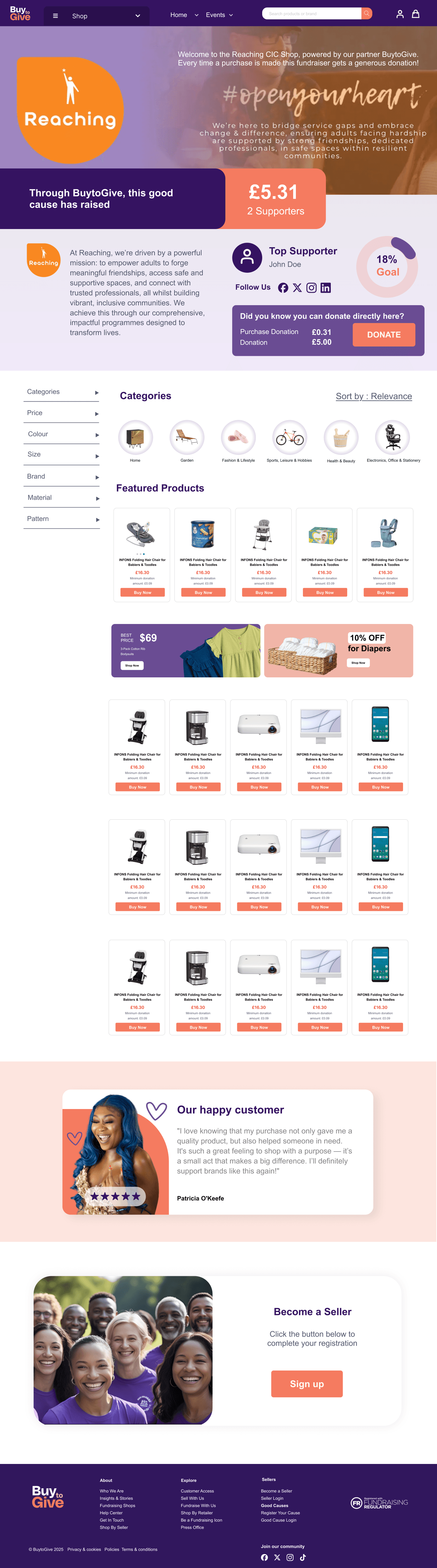 Buy2Give marketplace web page