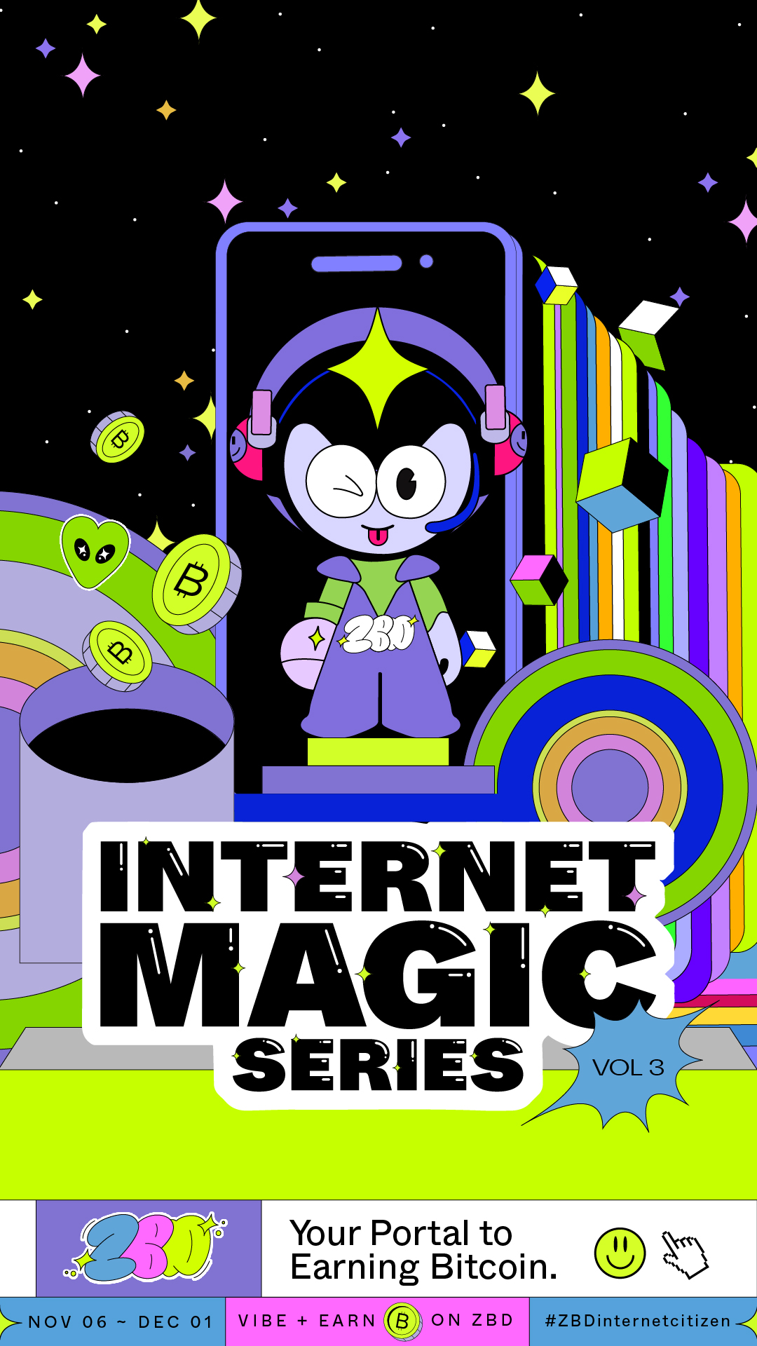Internet Magic Series key visual — ZBD mascot on stage